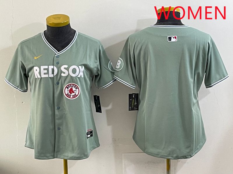 Women 2025 Boston Red Sox Blank Green Joint Name Nike MLB Jersey style 4